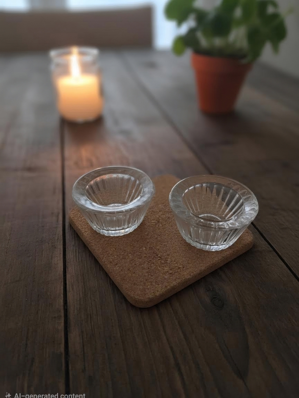 Vintage Hadeland  Norway Scandinavian Clear Glass Votive Candle Holders